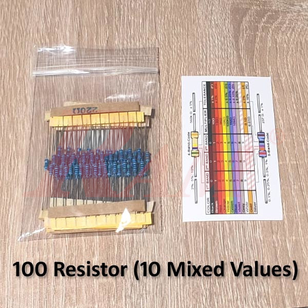 Kit Resistor 1/4W - 100 Carbon Resistors 1% Tolerance 1/4W