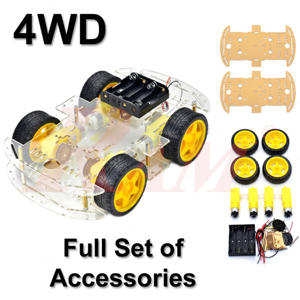 4WD Complete Robot Car Chassis Kit with Speed Encoder Wheels 2 Floor