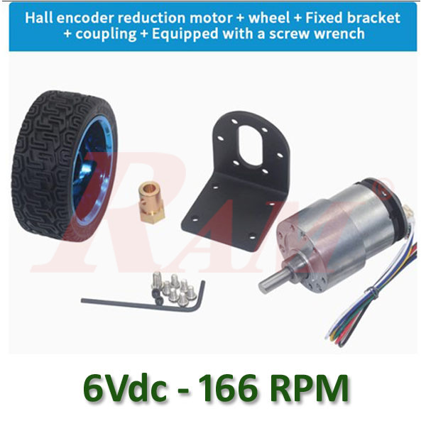 JGB37-520 DC Geared Motor 6Vdc 166 rpm Complete Set With Encoder