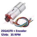 25GA370 DC Geared Motor With Encoder 12Vdc 35 rpm
