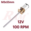 Micro Metal 12V DC 100 rpm Geared Motor With 55mm Lead Screw Shaft (GA12-N20)