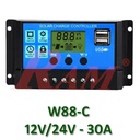W88-C PWM Solar Charge Controller 12V/24V 30A منظم شحن طاقة شمسية PWM بقدرة 30 امبير لبطاريات 12/24 فولت موديل W88-C