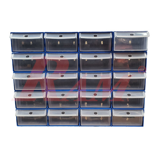 20 Clear Plastic Drawer Set وحدة ادراج مكونات بالفواصل 20 درج
