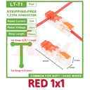 WAGO T-Tap 1x1 (Red) 0.75~1mm² Stripping Free Wiring Connector - Conductor Terminal Block With Lever LT-T1-RED