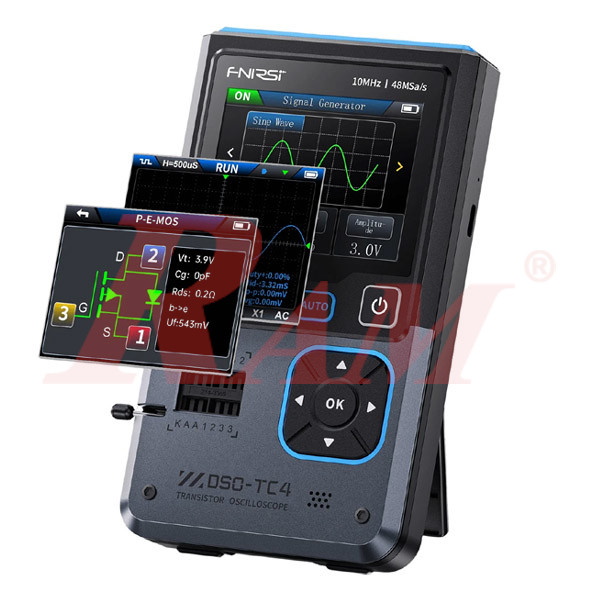 FNIRSI® DSO-TC4 (3-IN-1) 10MHz 48MSa/s Digital Oscilloscope, Transistor Tester & Signal Generator اوسيلوسكوب 3 في 1 + مولد اشارة + فاحص ترانزستورات ماركة فنيرسي