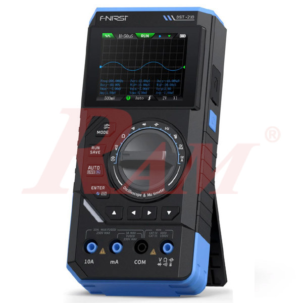 FNIRSI® DST-210 Handheld 3-IN-1 Multimeter Oscilloscope 10MHz & Signal Generator جهاز افوميتر واسلسكوب محمول 3 في 1: ملتيميتر + أوسيلوسكوب 10 ميجاهرتز + مولد إشارة