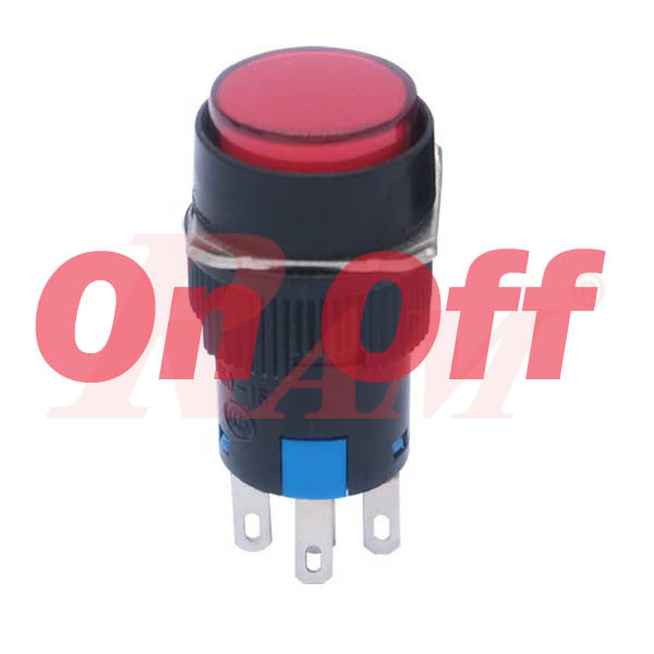 Switch On/Off 16mm Red - Self Locking | RAM Electronics website