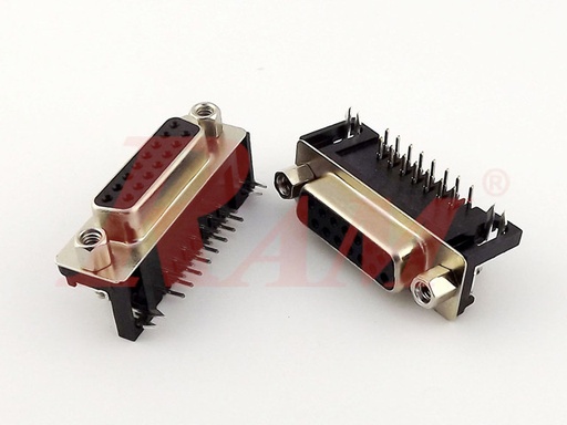 [DB13.PCB.DB15.FEMALE] D-SUB DB15 Female Right Angle PCB Mount (SKU#DB13) سوكيت DB15 لحام على بوردة انثى