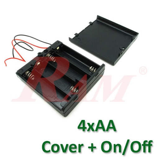 [BATTERY.CASE.4XAA.ONOFF] Battery Case 4xAA + On/Off Switch