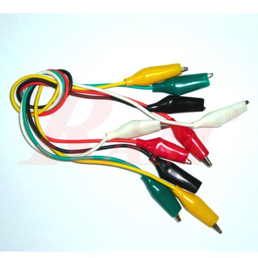 [CROCODILE.GROUP.PACK] Crocodile (Alligator) Wires Package 5 Different Colors 45cm حزمة اسلاك تمساح عدد 5 وصلات الوان