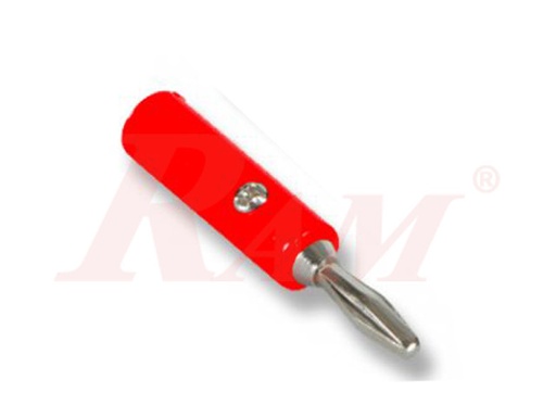 [AD38.RED] Banana Male Plug 4 mm - Red Color (AD38) سوكت بنانا ميل مقاس 4ملي لون احمر