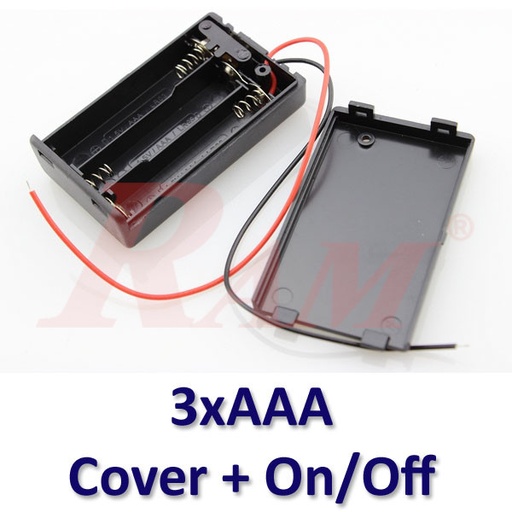 [BATTERY.CASE.3XAAA.ONOFF] Battery Holder 3xAAA + On/Off Switch جراب حامل بطارية مع مفتاح