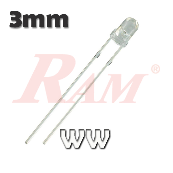 LED 3mm White Color ليد 3مم شفاف لون ابيض | RAM Electronics website
