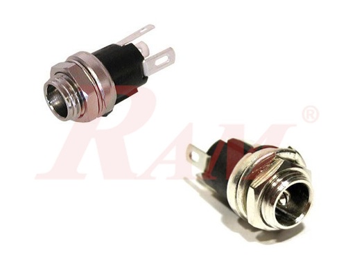 [DC.SOKET.NUT.METAL] DC Power Socket Chassis Mount 2.1mm - Meta مدخل باور ادابتور - معدن تثبيت على شاسية