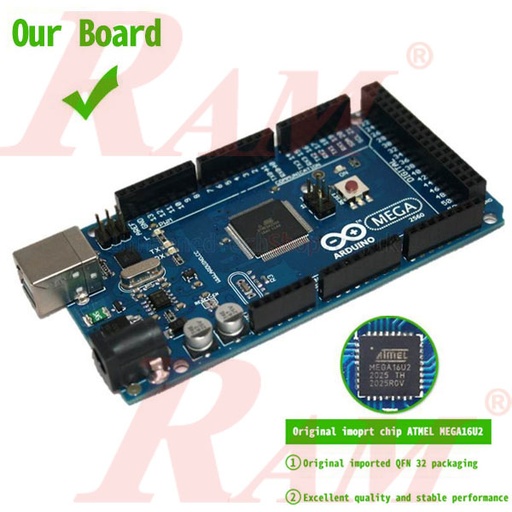 [KIT.ARDUINO.MEGA2560] Arduino Mega2560 Rev3 Original Chips - Clone اردوينو ميجا بالمكونات الاصلية