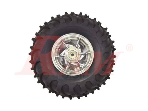 [RO.WHEEL.RS003CS] Robot Tires 120x60mm + Metal Coupler - Off Road (1 Wheel) RS003CS