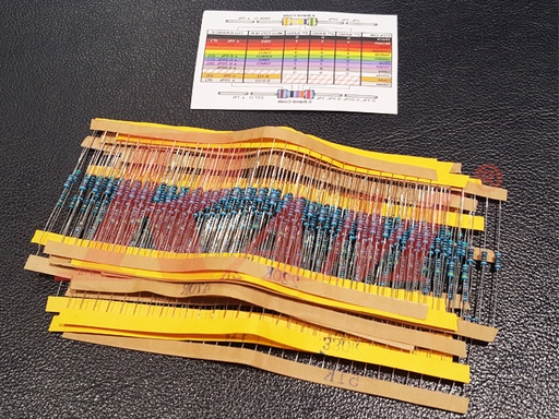 [KIT.RESISTOR.450] Kit Resistor 1/4W - 450 Carbon Resistors 5% Tolerance 1/4W كيس مقومات 450 قيمة مشكلة مشهورة ربع واط