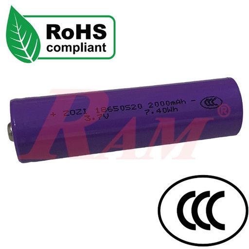 [BATTERY.18650.2000MA] Battery 3.7V 18650 Lithium Rechargeable بطارية قابلة للشحن ليثيوم