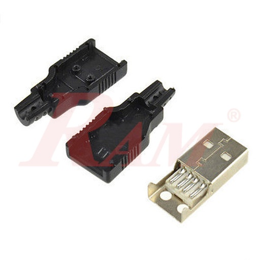 [USB8.TYPE.A.MALE] USB2.0 Type-A Male Plug 4-pin Connector Jack With Plastic Cover (SKU#USB8)