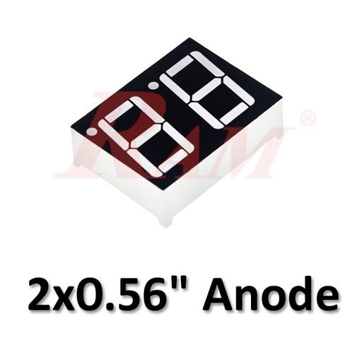 [7SEG0.56X2.ANODE] 7 Segment (2x1) 0.56" Common Anode