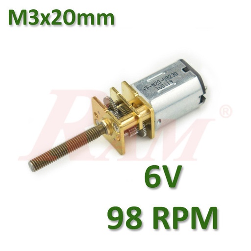 [DC.LS.6V.20MM] Micro Metal 6V DC Geared Motor With 20mm Lead Screw Shaft 98 rpm