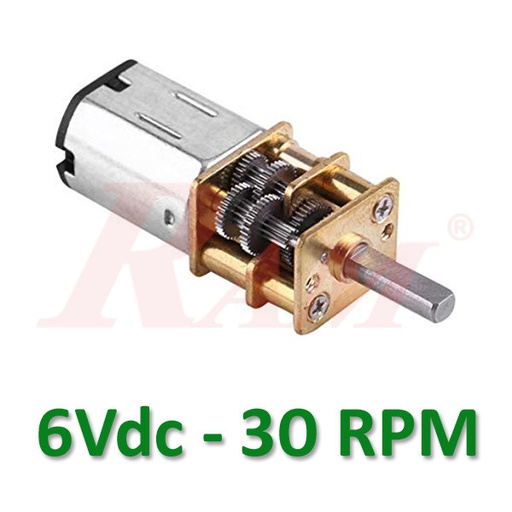 [DC.MICRO.N20.6V.30RPM] Micro Metal 6V DC Geared Motor 30RPM ماتور جيربوكس 6 فولت 30 لفة/د ترس معدن
