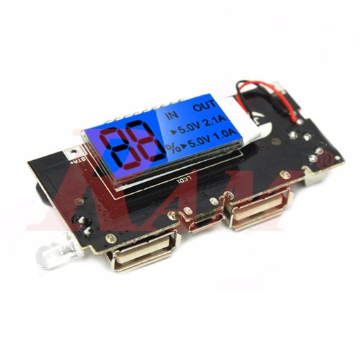 [KIT.BANK.A671.DUAL] Power Bank Module With LCD Dual USB 5V 1A 2.1A And 18650 Lithium Battery Charger (SKU#A671)