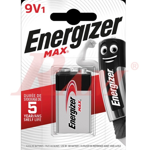 [ENERGIZER.BATTERY9V.MAX] Energizer® 9V Battery Alkaline بطارية 9 فولت انرجايزر الكالين - عمر اطول