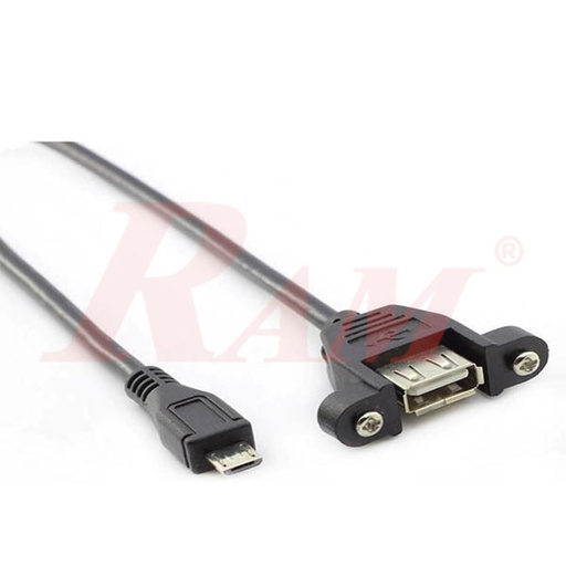 [WIRE.USB.MICRO.50CM] USB Micro B to USB Female Type-A Adapter Panel Extension Cable 50cm (SKU#ROWUSB)