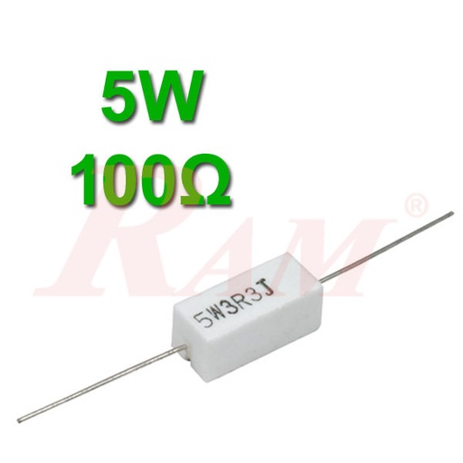 [5W.100OHM] Ceramic Power Resistor 5W / 100Ω  مقاومة سيراميك حراري 5 واط