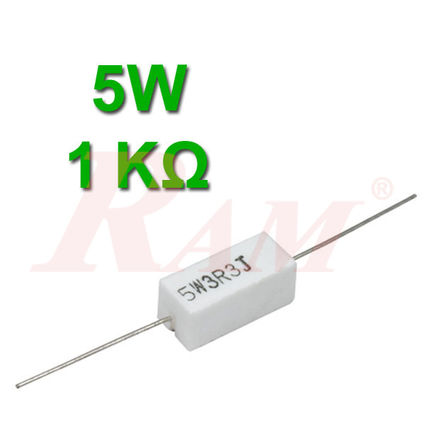 Ceramic Power Resistor 5W / 1KΩ | RAM Electronics website