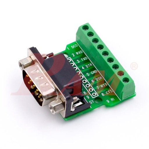 [KIT.DB41.MALE] DB9 Male on PCB to Screw Terminal Blocks (SKU#DB41)