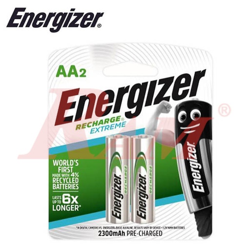 [ENERGIZER.RECH.AA.2300MAH] Energizer® 2xAA 2300mAh Rechargeable Batteries بطارية قابلة للشحن انرجايزر AA قلم - كارت 2 حجر
