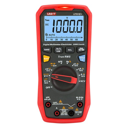 [AVO.UT61E+.UNIT] UT61E+ True RMS Digital Multimeter 1000V افوميتر احترافي اوتوماتيك قياس كهرباء مقومات مكثفات متعدد رقمي