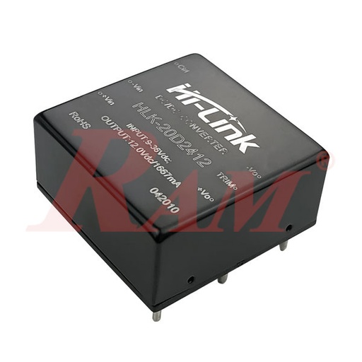 [DC.DC.HLK.20D2412] DC-DC Power Module 20W Input Voltage (9~36Vdc) Output Voltage 12Vdc/1666mA (URB2412YMD-20WR3)