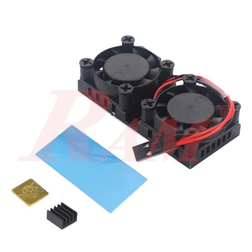 [RPI.FAN.DOUBLE.SET] Raspberry Pi Dual Fans 5Vdc With Heatsink Cooling System