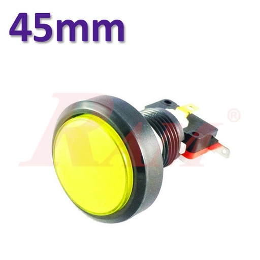 [PB.ARCADE.45MM.12V.Y] Arcade Style 45mm Big Round Push Button With Yellow LED Light - Flat Head زر ضغط دائري كبير مقاس 45 ملم على طراز Arcade مع ضوء LED اصفر