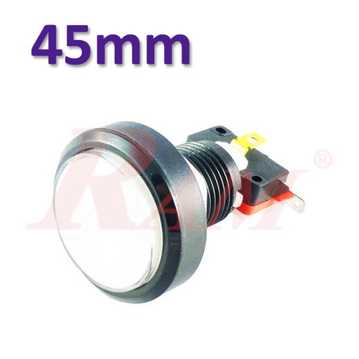 [PB.ARCADE.45MM.12V.W] Arcade Style 45mm Big Round Push Button With White Light - Flat Head زر ضغط دائري كبير مقاس 45 ملم على طراز Arcade مع ضوء LED ابيض