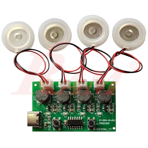 [KIT.ATOMIZER.4X.5V] 4X Spray Humidifier Driver Circuit Board دائرة فواحة وتبخير 4 حساسات رذاذ بالموجات فوق الصوتية