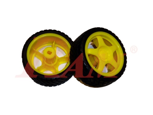 [RO.WHEEL.RW002] Robot Wheels 65x26mm For Mini DC Gearbox Yellow Motors (2 Tires) RW002