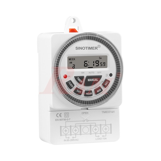 [TM6331SH.2.SEC.220VAC.TIMER] TM6331sH-2/220Vac Dain Rail Mount Timer Switch 30A/220Vac - With Seconds Intervals Timer