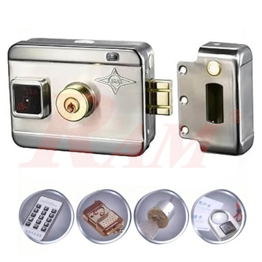 [ACCESS.LOCK.8135] Reading Card Intelligent Electric Door Lock 12Vdc كالون كهربائي لطش 3 مفتاح كمبيوتر + كارت + 3 شفرة + 2 ريموت + زرار AXL