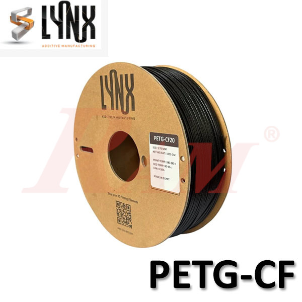 LynX Brand PETG-CF20 Carbon Fiber 3D Printer Filament (1.75mm) - 1Kg Roll (SKU#SL500)