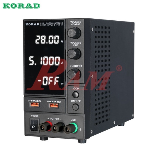 [PS.U202.KORAD] U202 0-30V, 0-5A, 150W, 1CH, Digital Control and Switching Mode DC Power Supply With 2 USB Quick Charging Ports باور سبلاي DC رقمي 30V 5A ‏150W مع USB شحن سريع