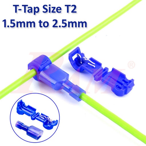 [TERMILA.WIRE.T2-TAP.BLUE] T-Tap Size T2 (1.5mm - 2.5mm) Wire Connector Bridge to Connect Without Cutting Wires