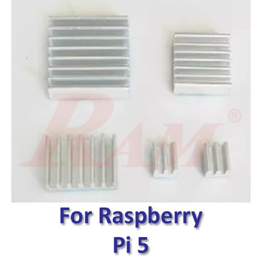 [HS.P5.WHITE] Heatsink Cooling Set for Raspberry Pi 5B Board - White طقم مبرد حراري هيت سينك للتبريد لبورد Raspberry Pi 5B لون ابيض