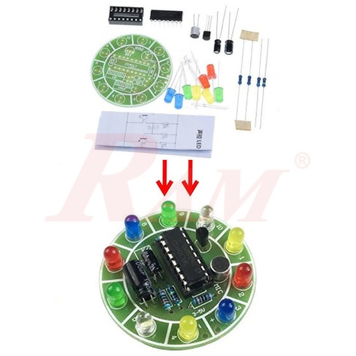 [KIT.DIY.CD4017.VOICE] DIY CD4017 Colorful Voice Control Rotating LED Light Project