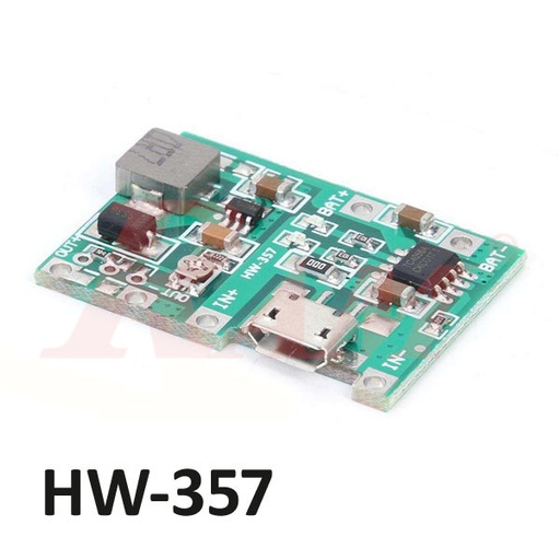 [KIT.LI.HW357.J5019] TP4056 Lithium 18650 Battery Charger With DC-DC Step Up Voltage Converter Module (SKU#HW-357)