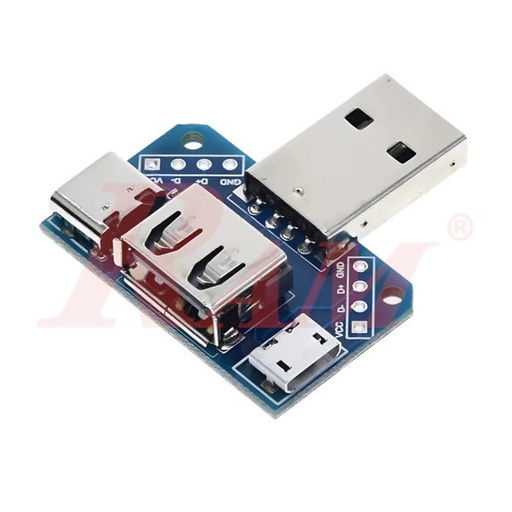 [KIT.USB.XY4] XY-USB4 Converter 4 in 1 USB Adapter Board Male To Female A, Micro, Type C & 4P 2.54mm Straight