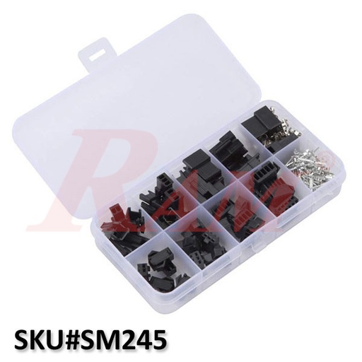 [KIT.SM2.54.MF] Box of 200pcs JST SM 2.54mm Connector Kit – 2/3/4/5 Pin Male & Female Housing with Terminals (SKU#SM254)